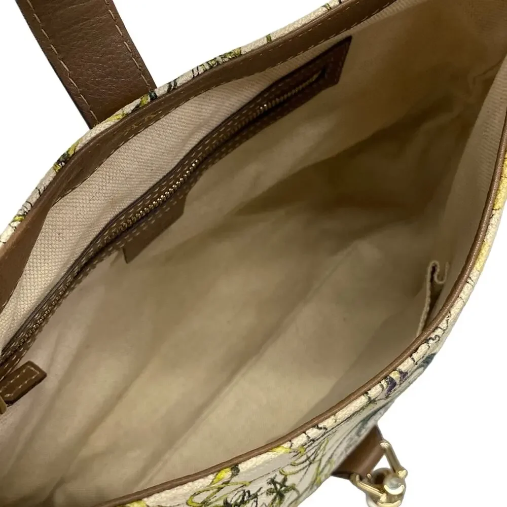 Gucci Flora/New Jackie Shoulder Bag 277520 White Dark Brown Multi Canvas Leather
